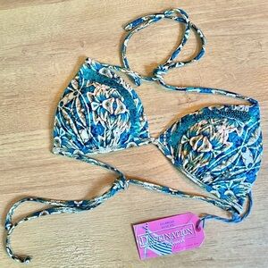 NEW LOOK Teal Contour Sequined Bikini Top Women’s Small
